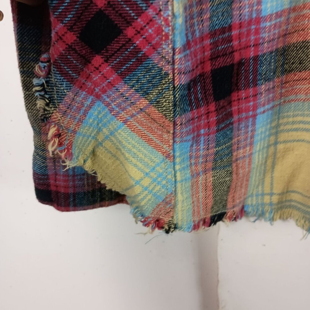 BDG Womens Distressed Plaid Button Down Shirt M Multicolor Indie Grunge 90s - Picture 8 of 9